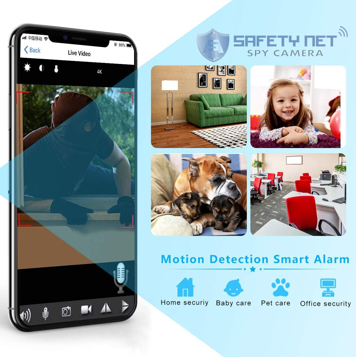 SAFETYNET 4K Ultra-HD WIFI Camera Module Board Mini Camera Wireless Nightvision  P2P DIY Module Camera Button Mini DV DVR Home Security Surveillance CCTV Camcorder
