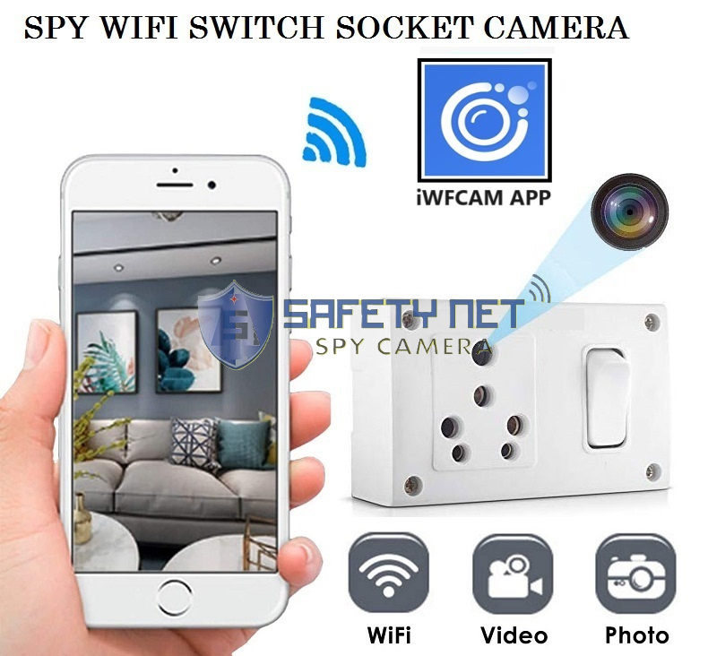 SAFETYNET 4K HD WiFi Live Video/Audio Recording Socket Switch Spy Camera 64GB Memory supportabel with While Recording No Light Flashes