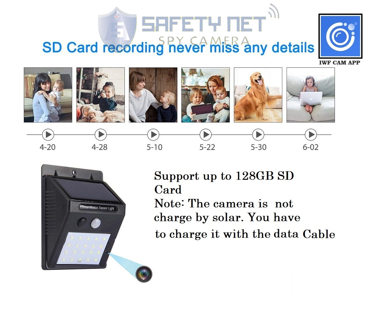 SAFETYNET 4K WiFi Camera in Solar Light Outdoor,20 LED Wireless Motion Sensor Lights | Waterproof Wall Light | Security Lights Camera for Outdoor Garden, Patio, Yard, Deck, Garage, Driveway
