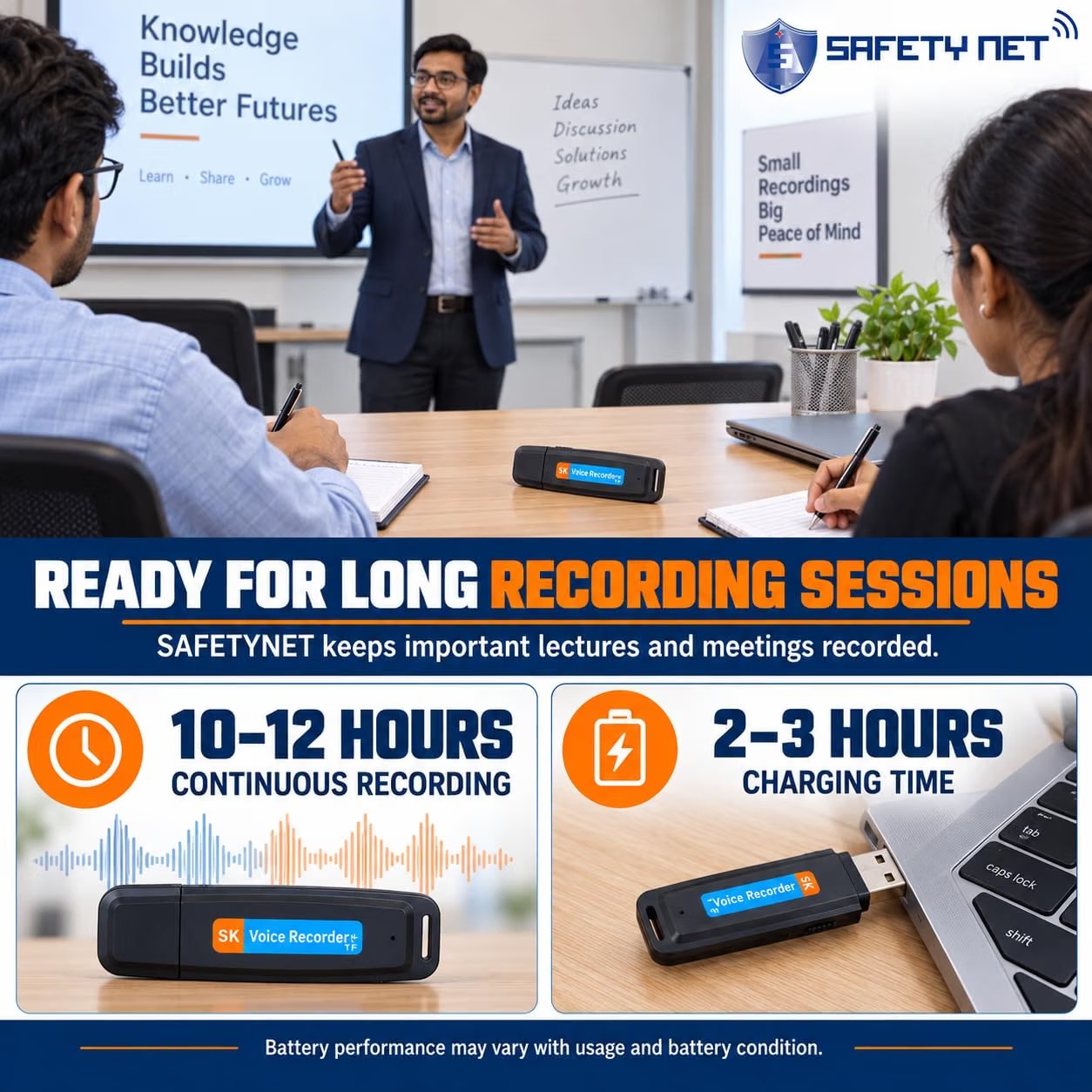 SPYTECTIFY Digital Voice Recorder 8GB, Audio Voice Activated MP3 Player with Android USB Port, Multi-Function Voice Recorder with Built-in Speaker, Including Cable and Headphones-Black-Silver