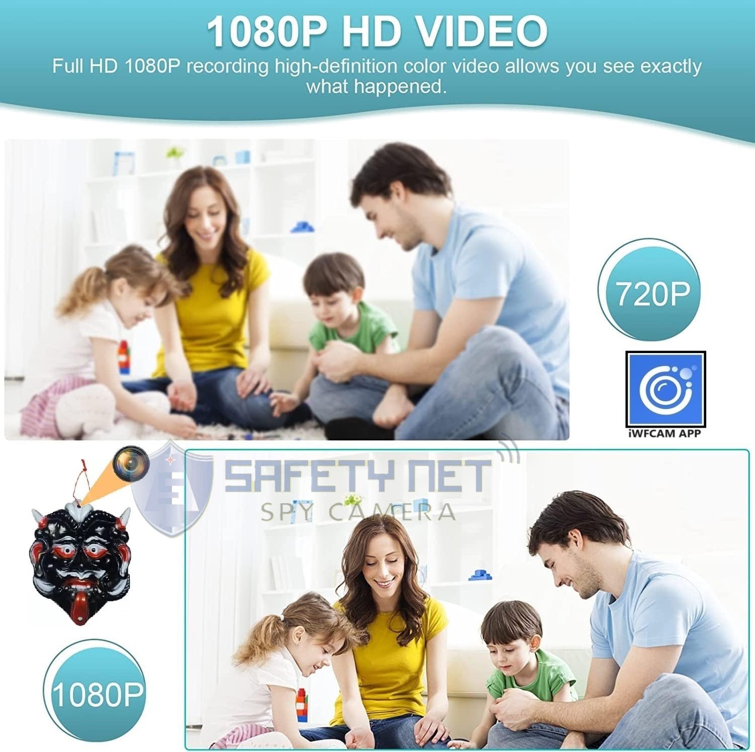 SAFETYNET Spy Camera in  Nazar Battu Plastic Door Hanging WiFi Hidden Cameras with Motion Detection, Mini Wireless Remote Live View with Free Phone App Full HD 1080P, Easy Setup Security Camera