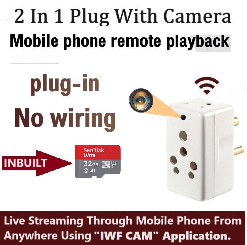 SAFETYNET Hidden Spy Camera WiFi Multi Plug - Hidden Camera with Live Feed WiFi - Indoor Hidden Security Camera - 1080P HD Hidden Nanny Cam - Motion Detection Spy Cam - with 32GB MicroSD Card