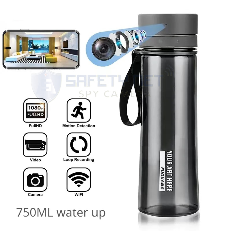 SAFETYNET Hidden Camera 4K HD 1080P Portable Water Bottle Portable Live WiFi Camera Video Recorder Support Motion Detection