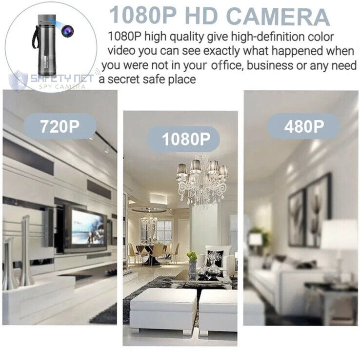 SAFETYNET Hidden Camera 4K HD 1080P Portable Water Bottle Portable Live WiFi Camera Video Recorder Support Motion Detection