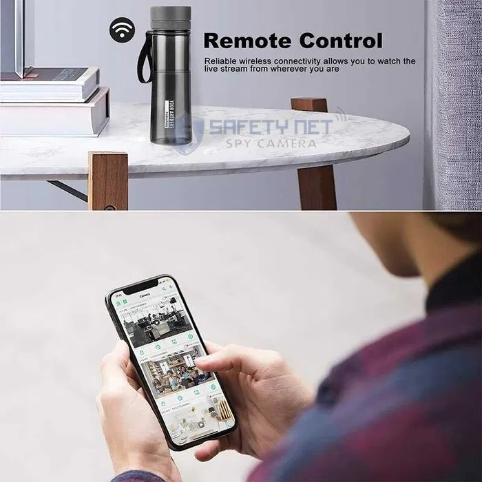 SAFETYNET Hidden Camera 4K HD 1080P Portable Water Bottle Portable Live WiFi Camera Video Recorder Support Motion Detection