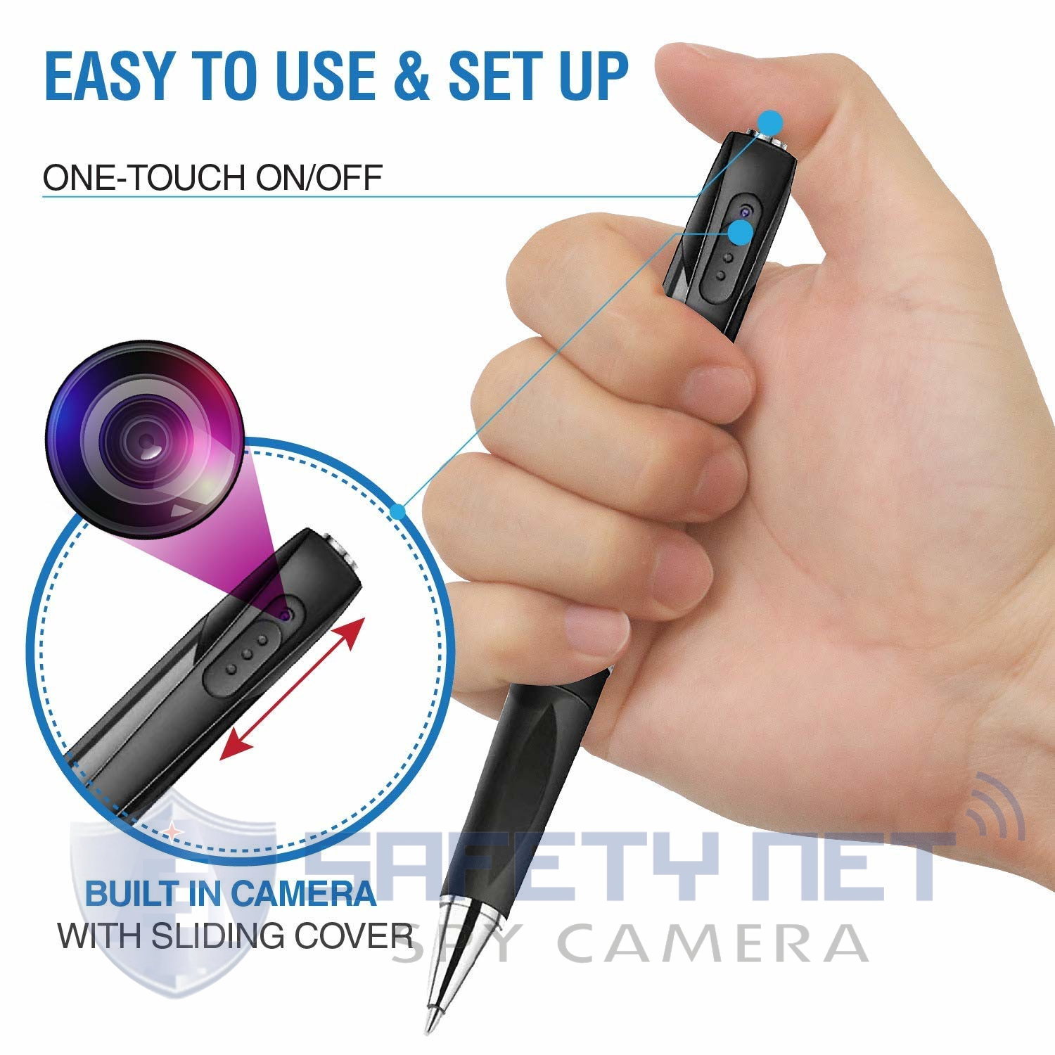 SAFETYNET Pen 1080p Camera Full HD, Loop Recording Audio and Video Recorder, - Wireless Portable Pen Security Cam with Ultra HD Lens