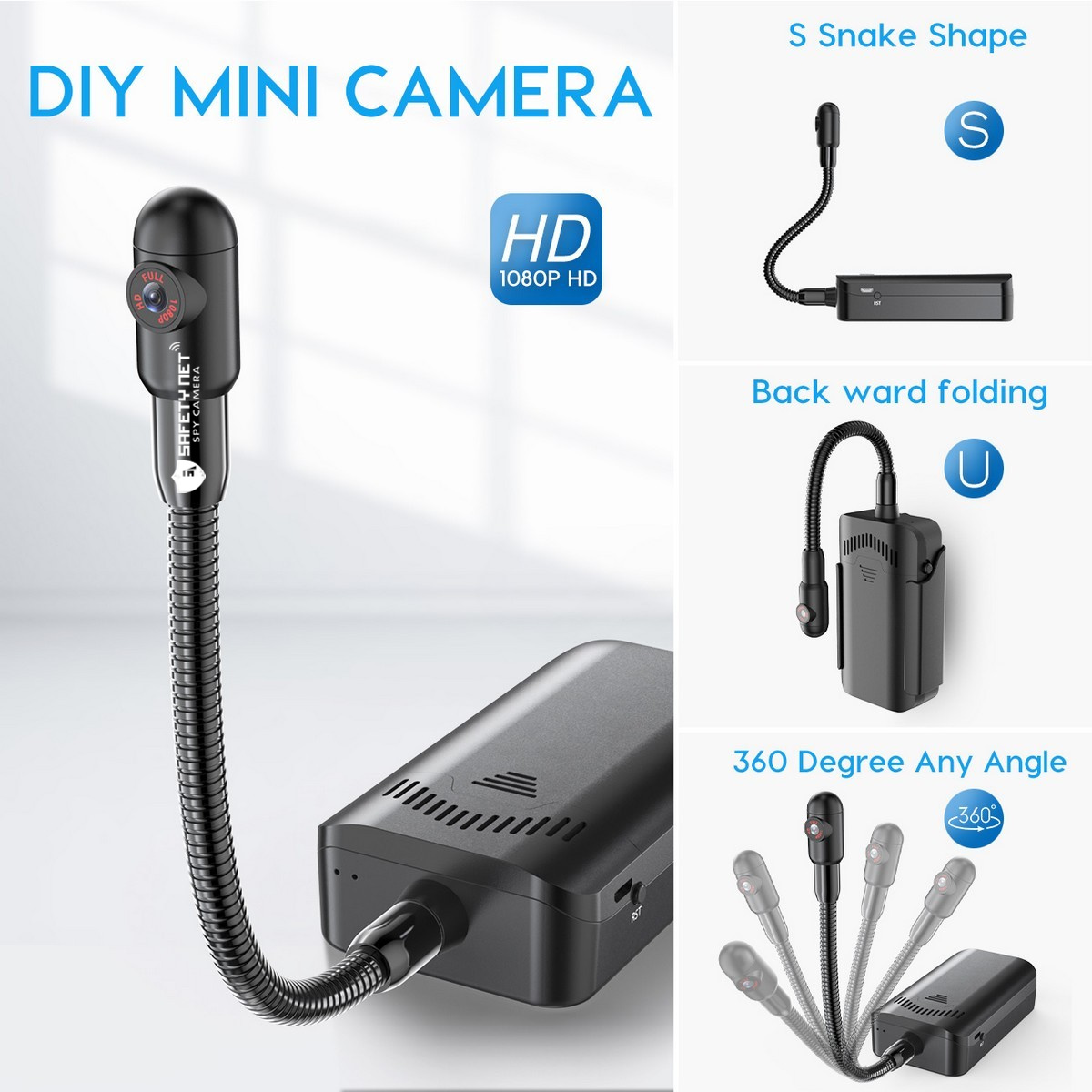 SAFETYNET 360 Degrees Snake Smart Surveillance Spy Flexible Bracket Real-Time Surveillance IP Hidden WIFI Mini Camera