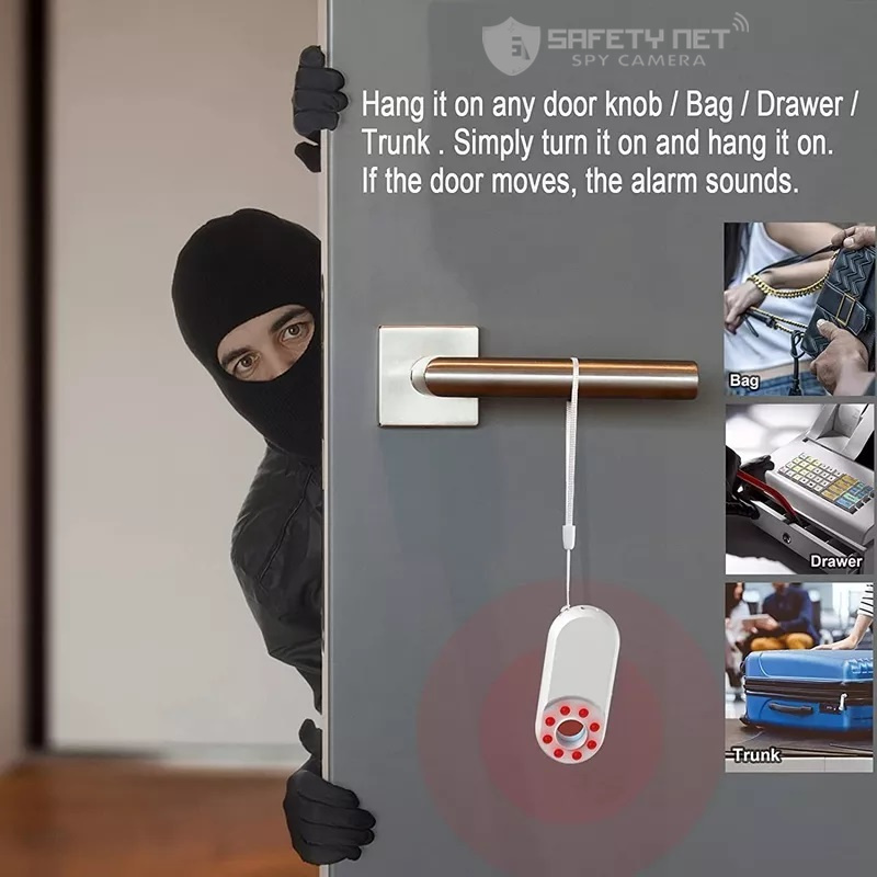 SAFETY NET Hidden Camera Detector Mini LED Hidden Device Detector with Infrared Viewfinders Rechargeable Anti Spy Camera Detector GPS Wireless Signal Detector Finder Anti-Thief Vibration Alarm
