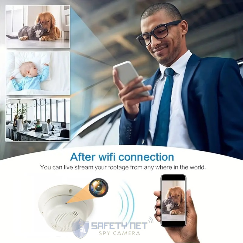 SAFETYNET  Hidden HD 1080P Wi-Fi Wireless Spy Camera Smoke Detector Camera 32GB Micro SD Card Supportable (White)(iWFCAM APP)