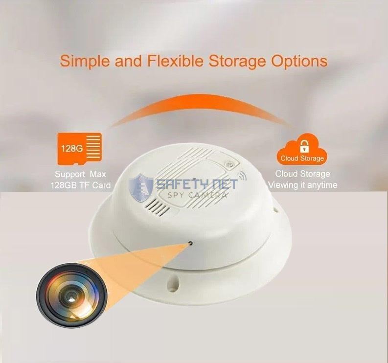 SAFETYNET  Hidden HD 1080P Wi-Fi Wireless Spy Camera Smoke Detector Camera 32GB Micro SD Card Supportable (White)(iWFCAM APP)