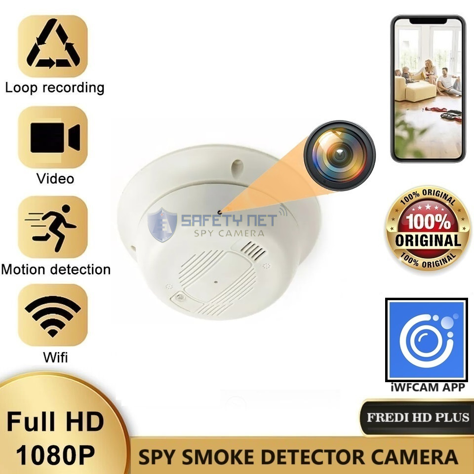 SAFETYNET  Hidden HD 1080P Wi-Fi Wireless Spy Camera Smoke Detector Camera 32GB Micro SD Card Supportable (White)(iWFCAM APP)