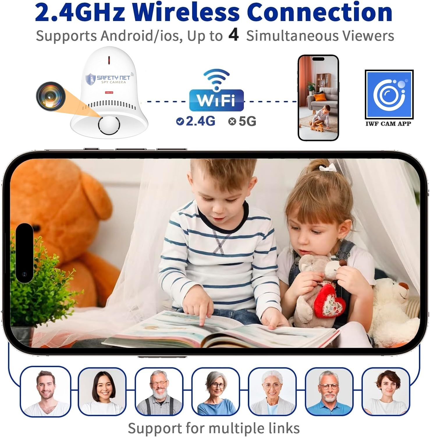 SAFETYNET Hidden Camera Wi-Fi Doorbell- Hidden Camera with 24 Hours Live Feed Wi-Fi Indoor Hidden Security Camera 1080P HD Hidden Camera - With 32GB Inbuilt MicroSD Card (iWFCAM APP)