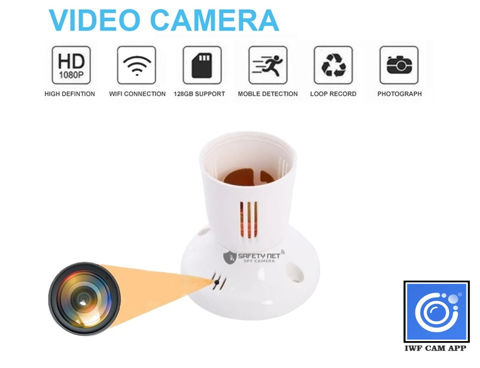 SAFETYNET Spy Hidden Holder 1080P HD Wi-Fi Camera with Remote Viewing, 2022 Newest Version Security Camera Indoor Video Recorder, Support iOS/Android &32GB Sd Card (iWFCAM APP)