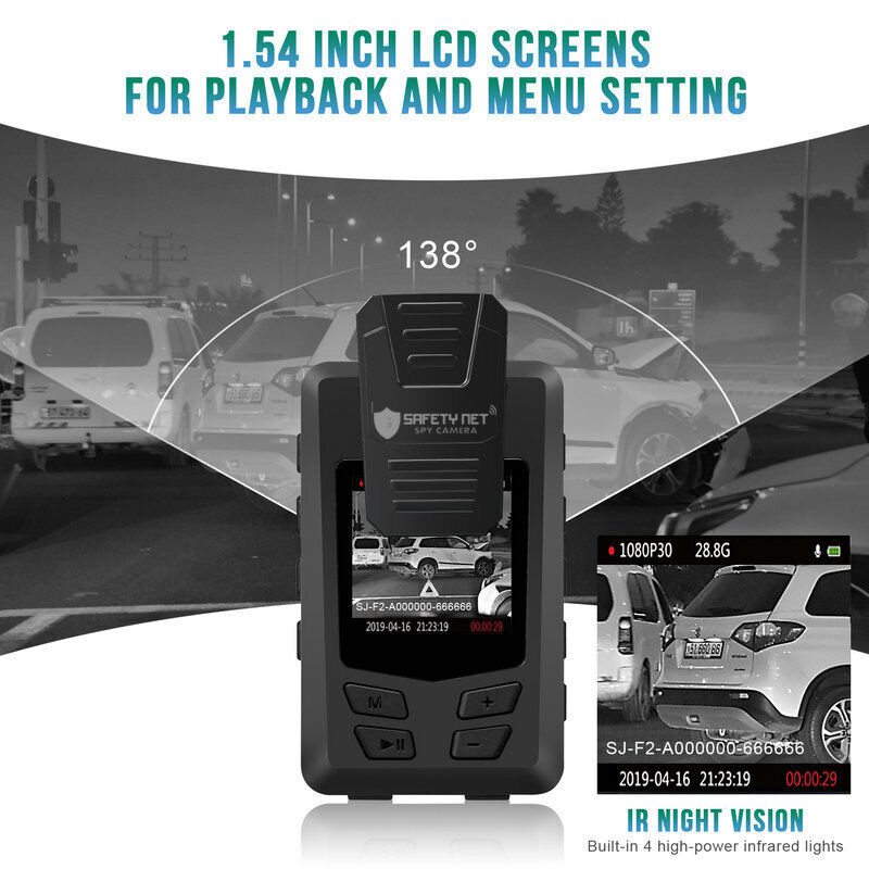 SAFETYNET Body Camera HD 1080P Security Video Recorder Camera Support Up to 128 GB SD Card