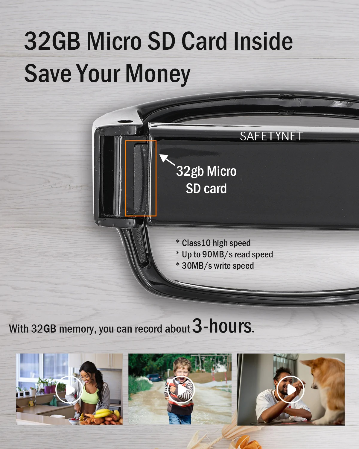 SAFETYNET Spy Camera Glasses with Video Support Up to 32GB TF Card 1080P Video Camera Glasses Portable Video Recorder