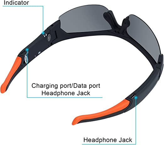 SAFETYNET 1080P Video Camera Glasses Bluetooth Sunglasses for Men Glasses with a Camera Built  IN  Memory Card for Sports & Outdoors