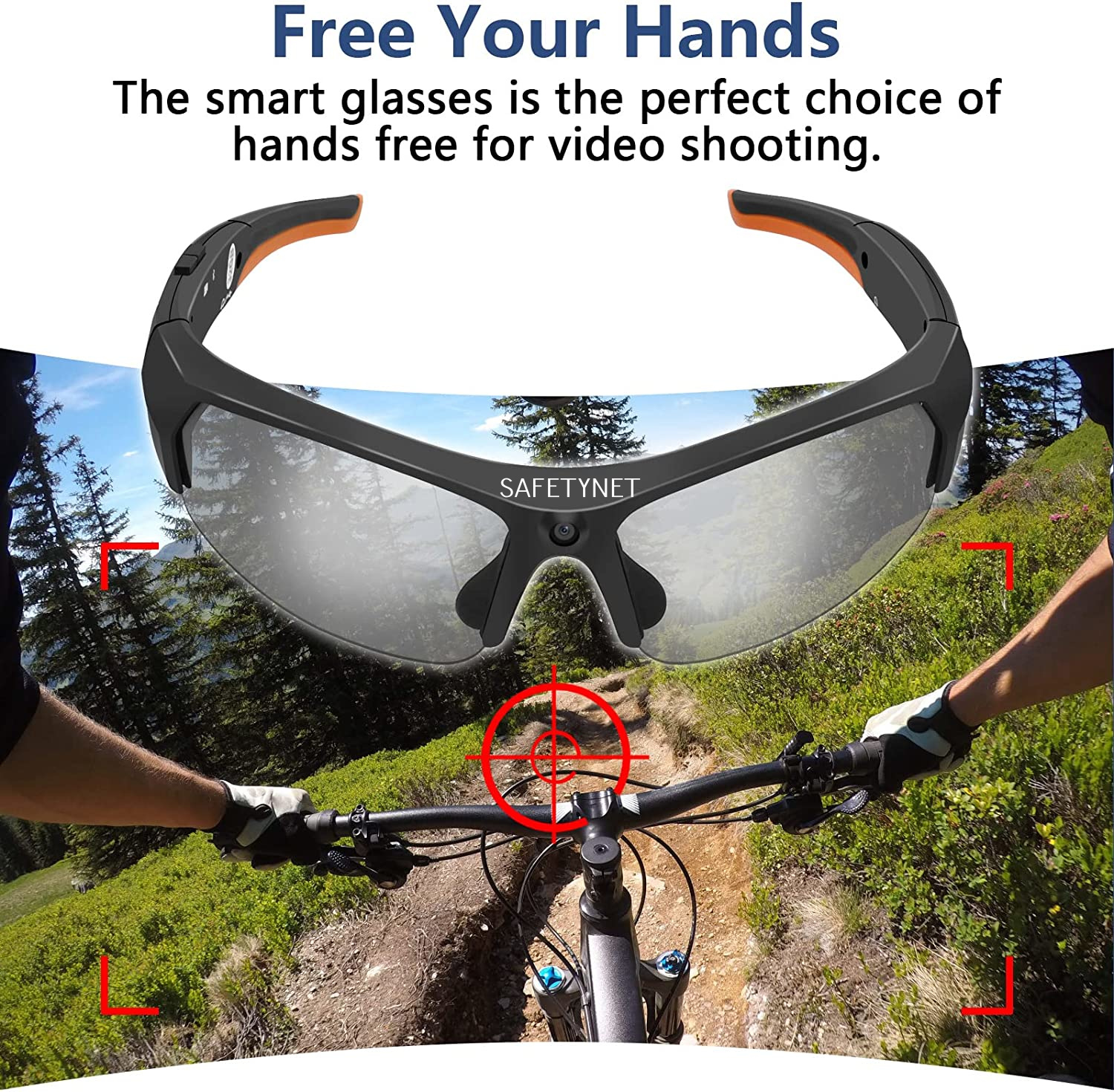 SAFETYNET 1080P Video Camera Glasses Bluetooth Sunglasses for Men Glasses with a Camera Built  IN  Memory Card for Sports & Outdoors