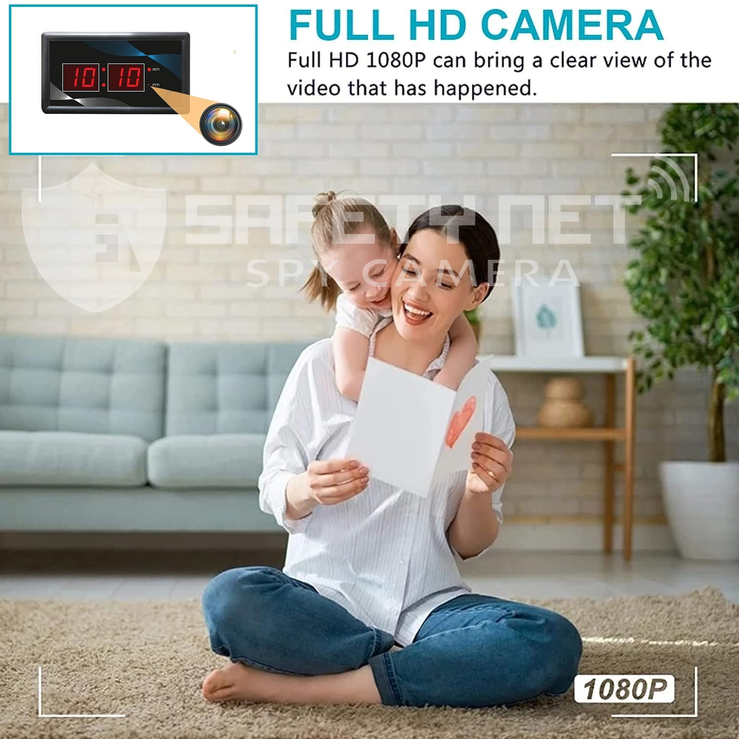 SAFETYNET Spy Camera 4K Spy WiFi Digital Wall Clock New Model 1080p HD Audio Video Recording Watch Live 24 Hours Surveillance Security Camera for Home Office Nanny Hidden Wireless Camera 64GB Supported.