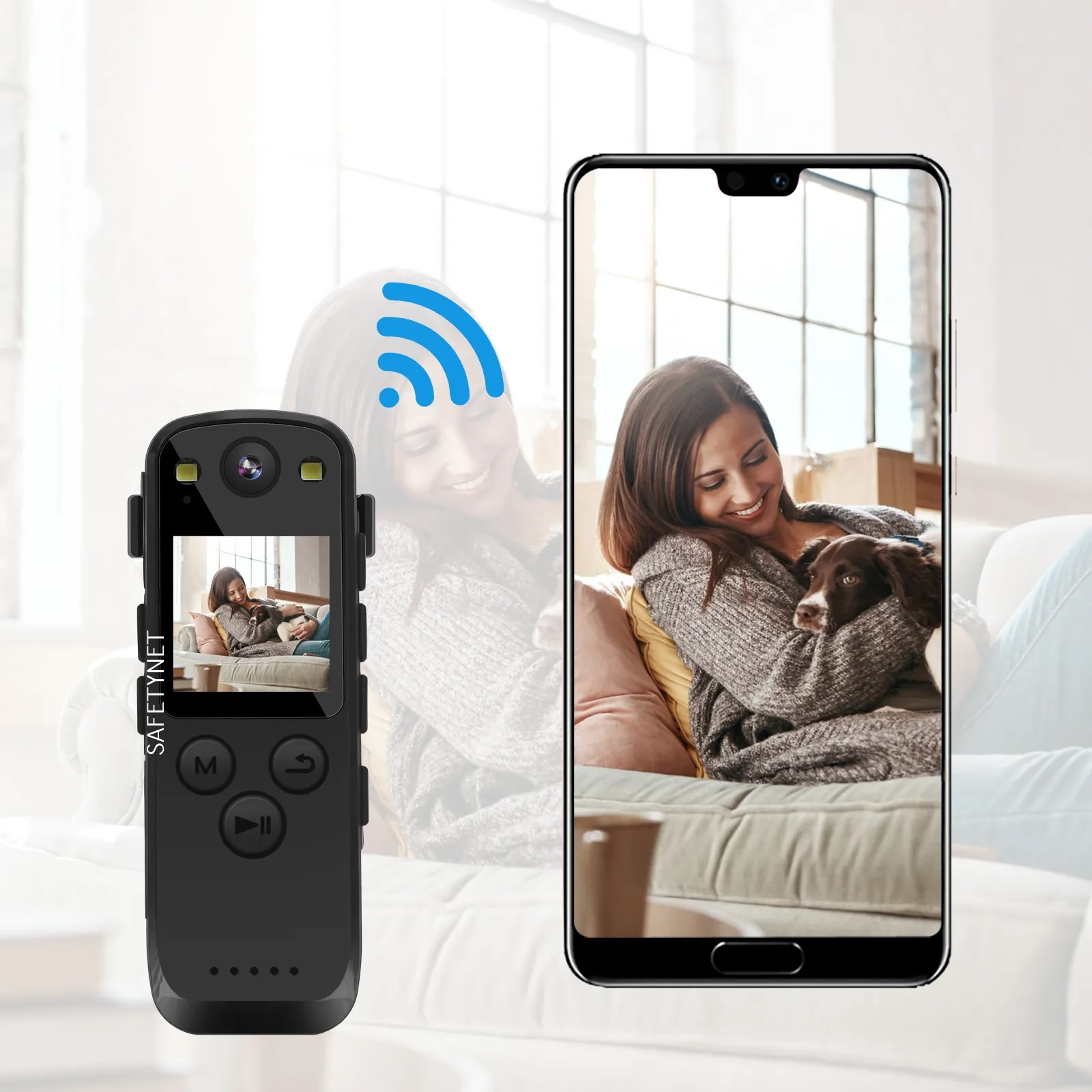 SAFETYNET WiFi Body Mounted Camera, 1.3 inch Display, HD 1080P Body Worn Camera, Wearable Body Cam Supports Night Vsion,Mini Body Camcoder for Law Enforcement/Security Guard