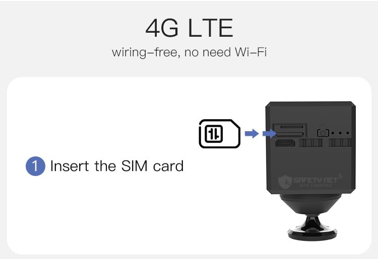SAFETYNET 4MP 4G SIM Card Mini Camera Built-in 3000mAh Battery PIR Human Detection WiFi 1080P Security Surveillance IP Indoor Outdoor Camera OKAM PRO