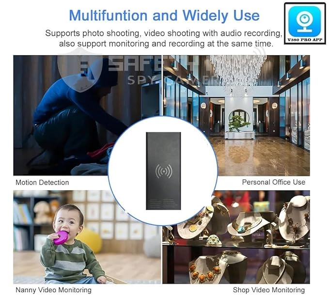 SAFETYNET Wi-Fi Hidden HD 1080P Spy Power Bank Camera Live View Real-time Monitoring Video and Audio Recording with Inbuilt 64GB SD Card Indoor Outdoor Security Camera