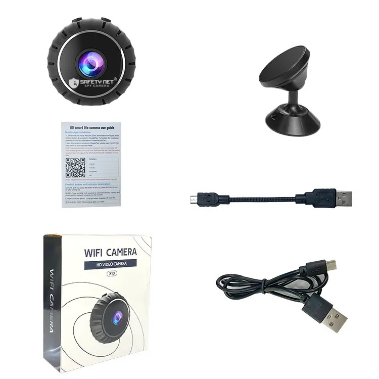 SAFETY NET, SPY CAMERA 1080P HD Mini Camera Wireless WiFi Night Vision Security Motion Detection Indoor Camera