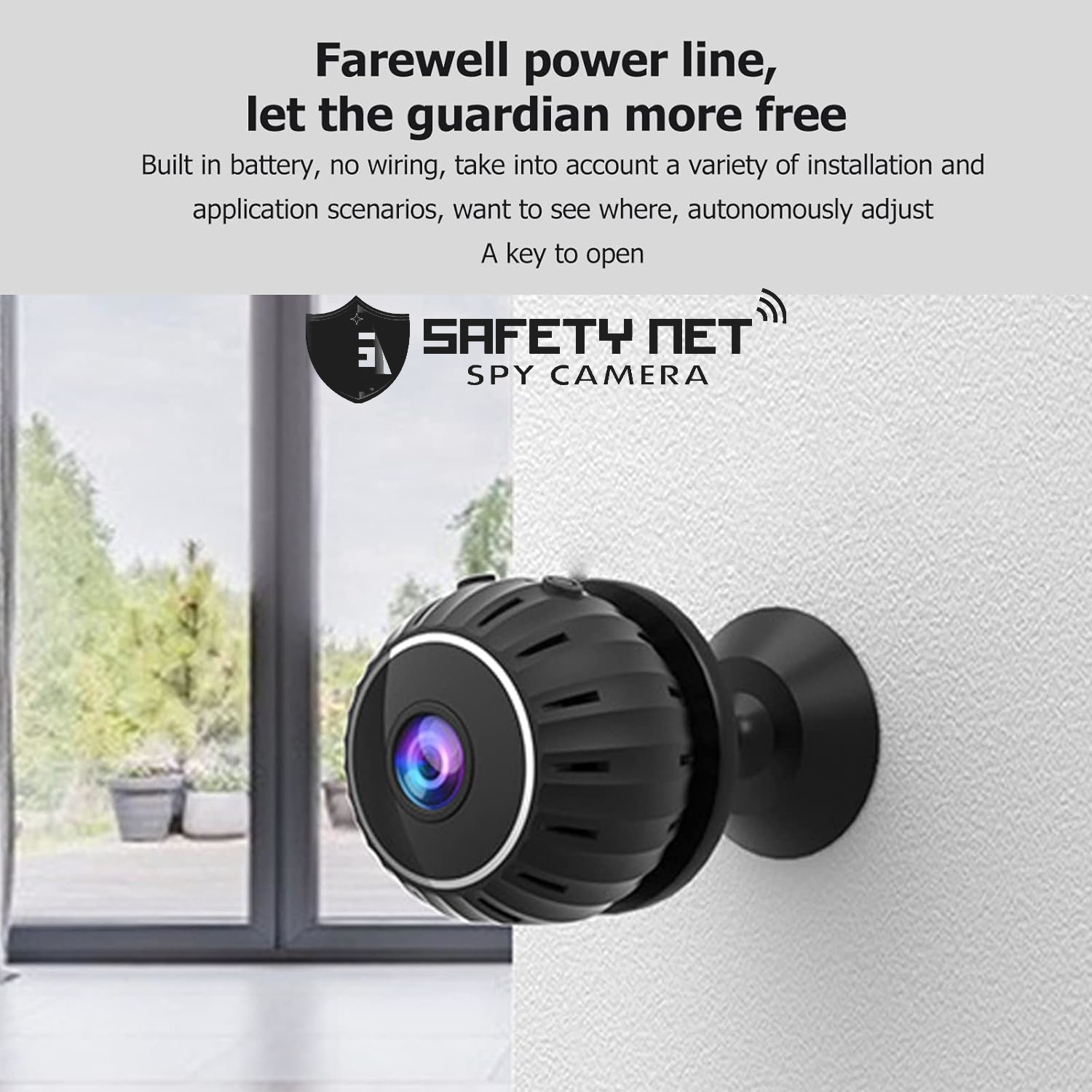 SAFETY NET, SPY CAMERA 1080P HD Mini Camera Wireless WiFi Night Vision Security Motion Detection Indoor Camera