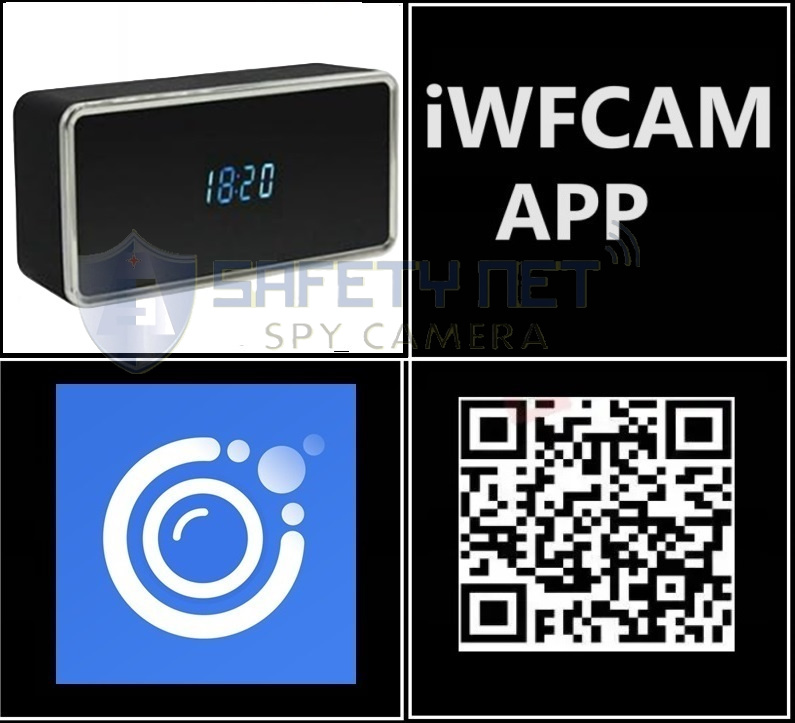 SAFETY NET, SPY CAMERA Clock 2MP IWFCAM APP Smart Clock Camera WiFi Clock Camera with Resolution Two-Way Audio Motion Detection IR Night Vision