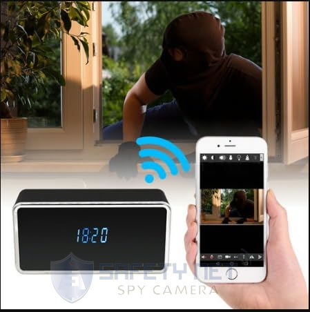 SAFETY NET, SPY CAMERA Clock 2MP IWFCAM APP Smart Clock Camera WiFi Clock Camera with Resolution Two-Way Audio Motion Detection IR Night Vision