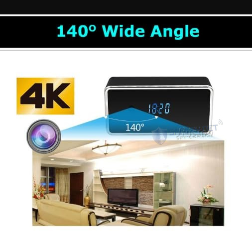 SAFETY NET, SPY CAMERA Clock 2MP IWFCAM APP Smart Clock Camera WiFi Clock Camera with Resolution Two-Way Audio Motion Detection IR Night Vision