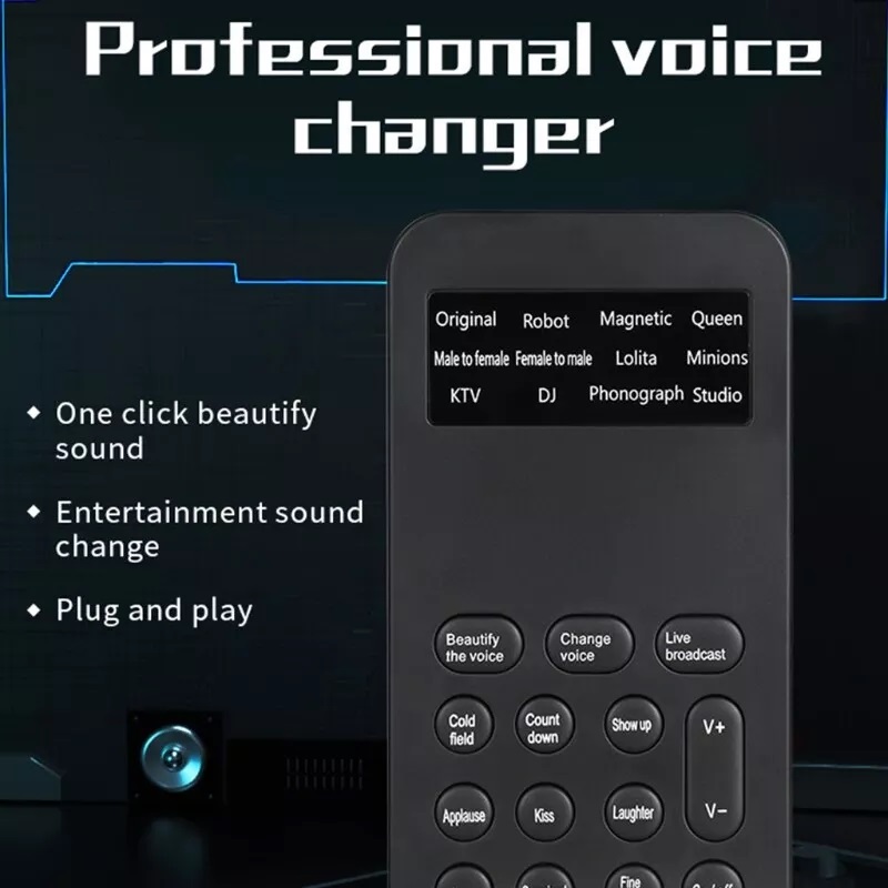 SAFETYNET Portable Live Sound Card External Live Broadcast Mini Voice Changer with 8 Sound Effects for Mobile Phone Computer PC Suitable for Recording Indoor Outdoor