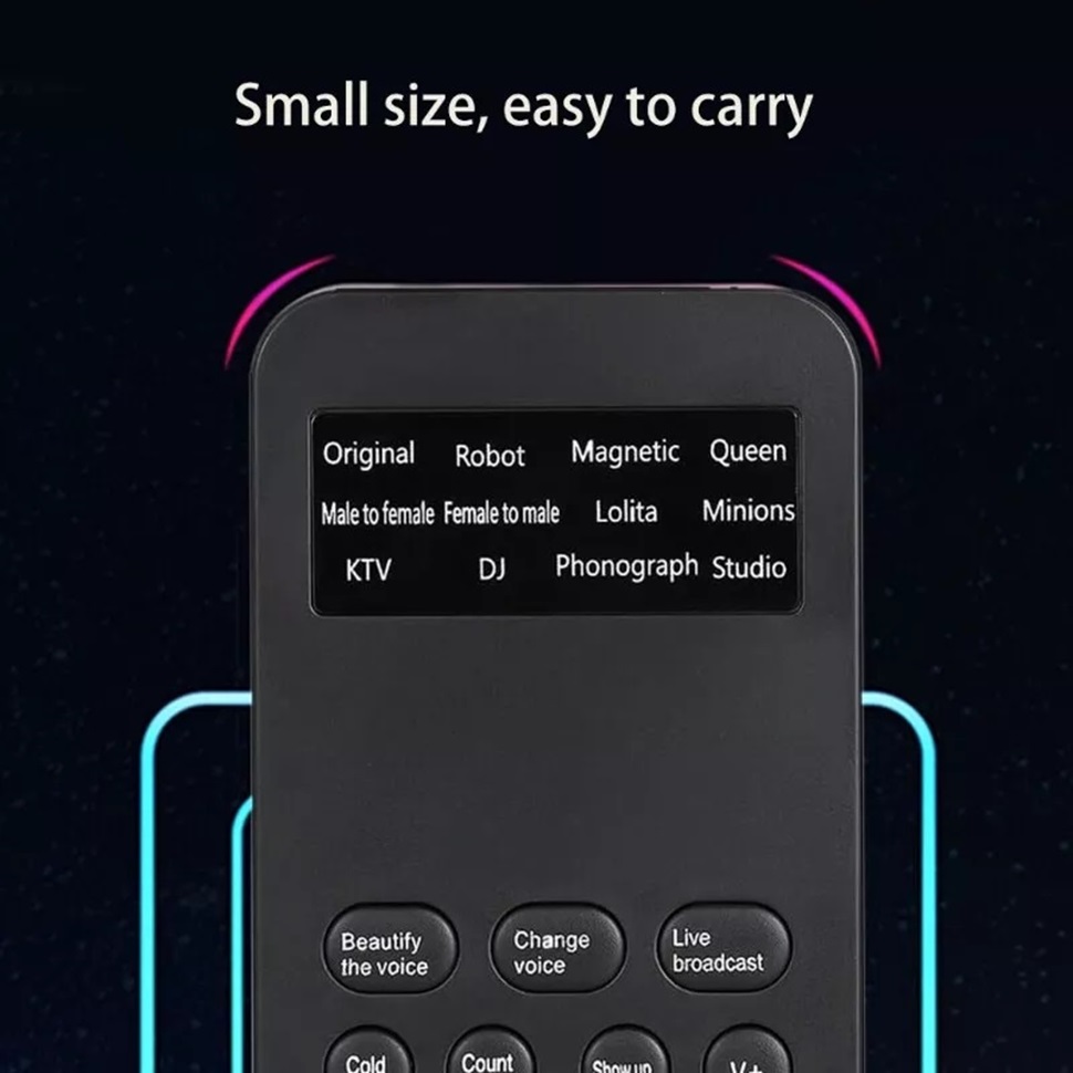 SAFETYNET Portable Live Sound Card External Live Broadcast Mini Voice Changer with 8 Sound Effects for Mobile Phone Computer PC Suitable for Recording Indoor Outdoor