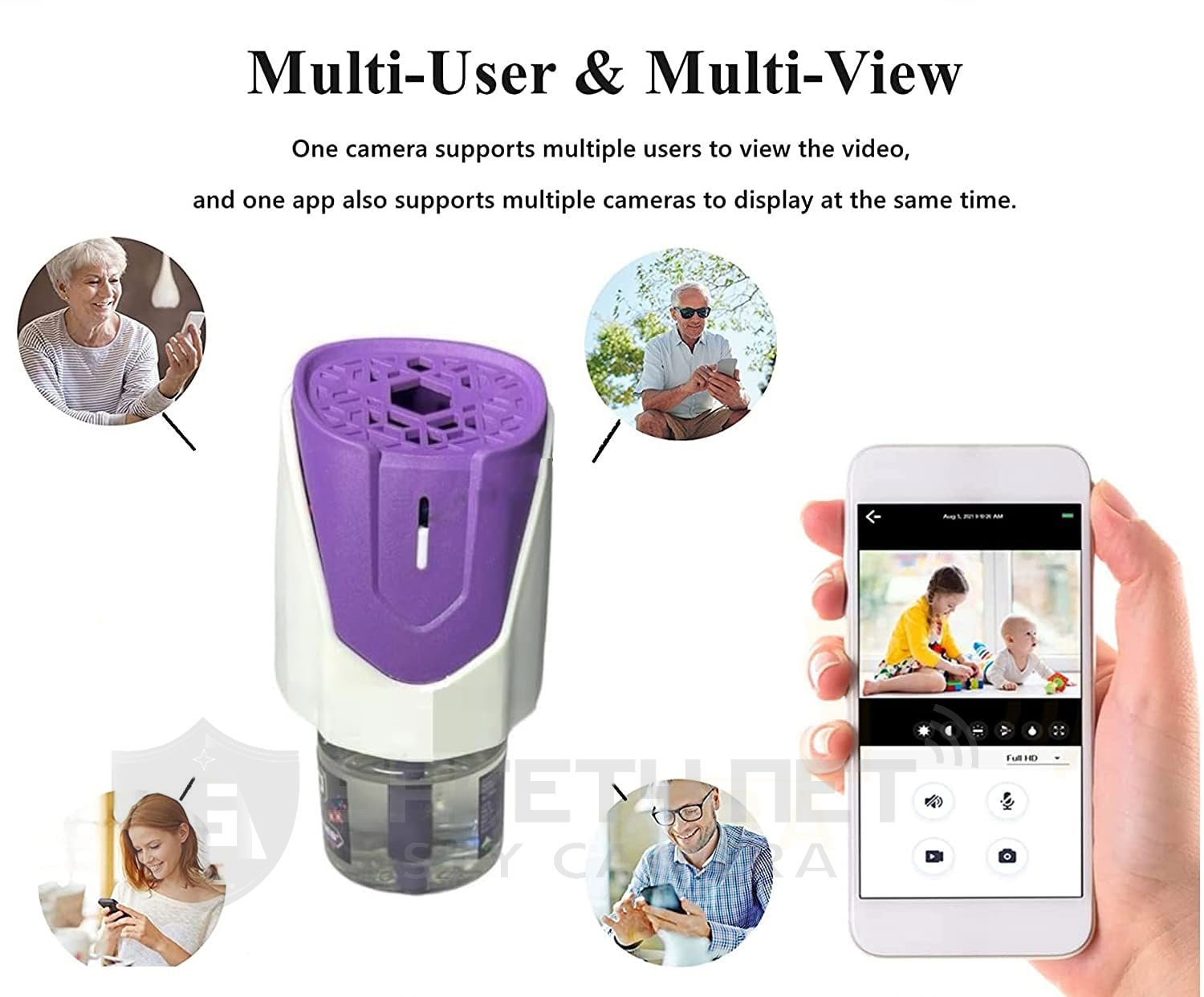 SAFETY NET, SPY CAMERA Wi-Fi Mosquito Repellent, 4k Hidden Camera with 32gb Built in Memory with Live Audio and Video, Motion Detection Home Security Wireless Wi-Fi Surveillance Camera (iWFCAM App)