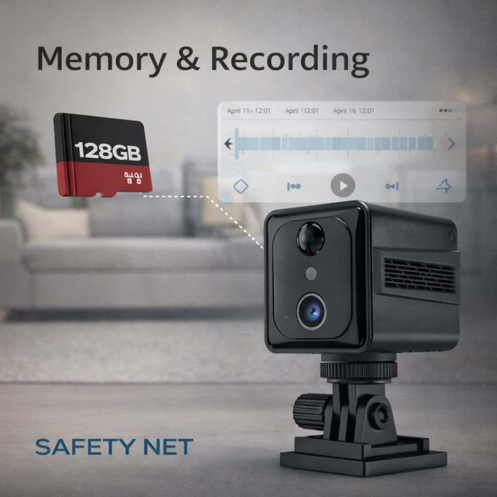 SAFETYNET 4G SIM Security Camera 1080P HD Mini Wireless Spy Camera with Night Vision Motion Detection Two Way Audio Live Mobile Viewing Indoor Outdoor CCTV Supports 128GB SD Card