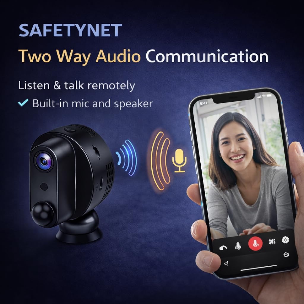 SAFETYNET 4G SIM Based Smart Security Camera | Full HD 1080p Video | 4G SIM Dual Mode Camera | Night Vision | Motion Detection | Two Way Audio | Support 256GB Memory Card | Magnetic Mini Camera 