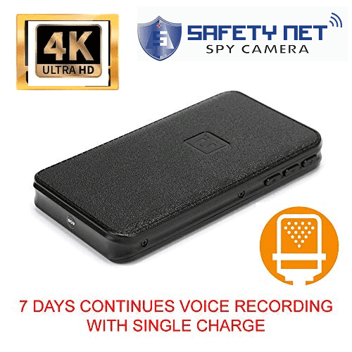 SAFETYNET 4K Spy Voice Recorder 7 Days Continues Voice Recording with Single Charge Store 15 Days Data Within 32gb Memory Card Hidden Audio Recorder with Long Battery Backup for Home/Office/Car