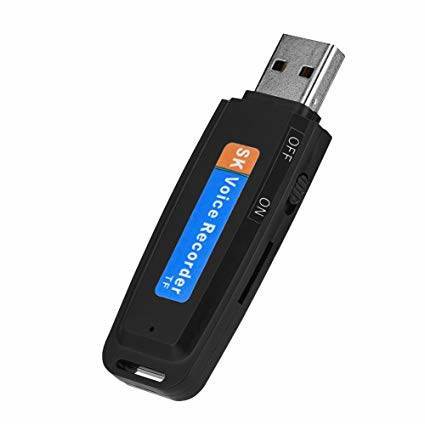 SAFETYNET Digital USB Voice Recorder, Portable U Disk Shaped Audio Sound Recorder, USB Flash Drive WAV Voice Recording support TF card up to 32GB