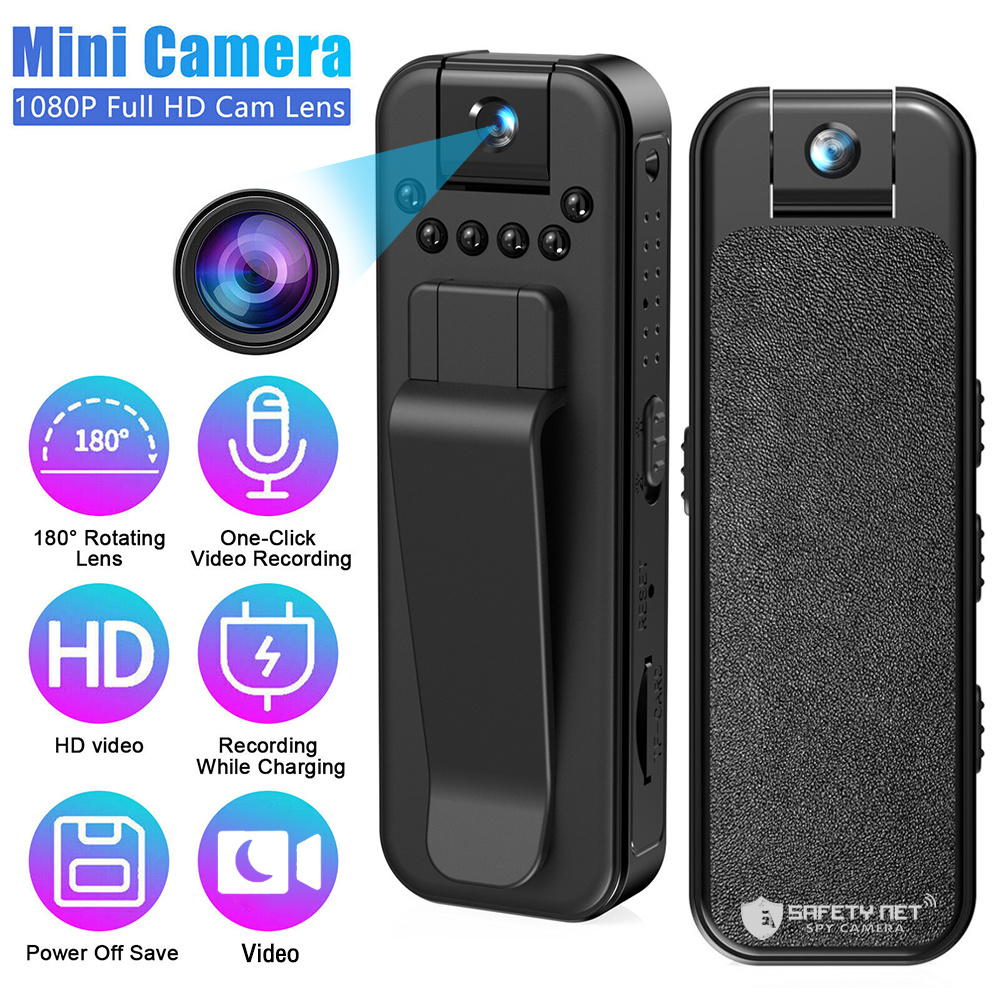 SAFETY NET, SPY CAMERA 1080P 4 Hour Portable Camcorder Mini Police Camera Video DVR IR Night Camera